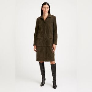 Classiques Entier Dark Olive Leather Trench Coat
